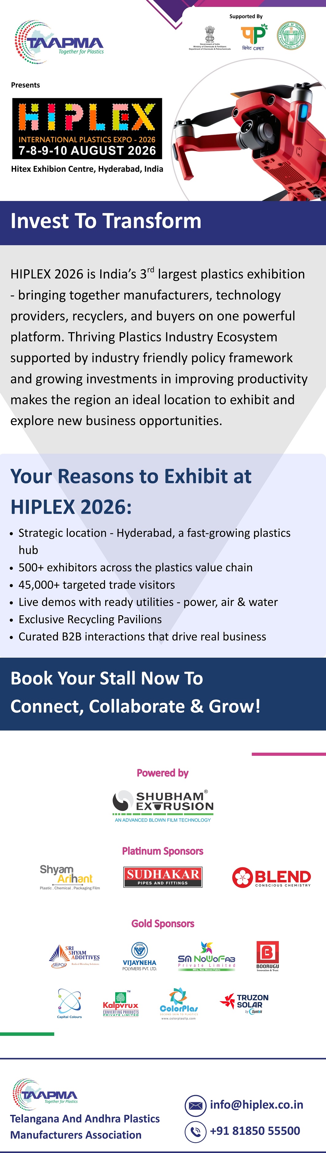 HIPLEX 2026 International Plastics Expo at Hitex Exhibition Centre Hyderabad India from 7-10 August 2026